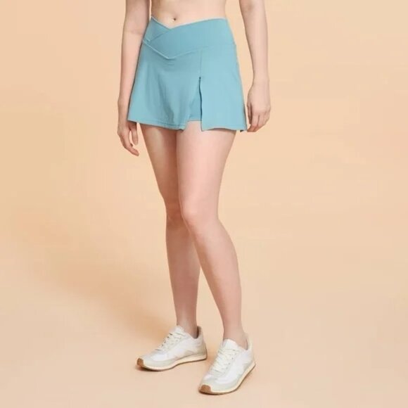 NWT Blogilates Women's Criss Cross Slit High-Rise Skort Teal Blue 1X - Picture 1 of 5
